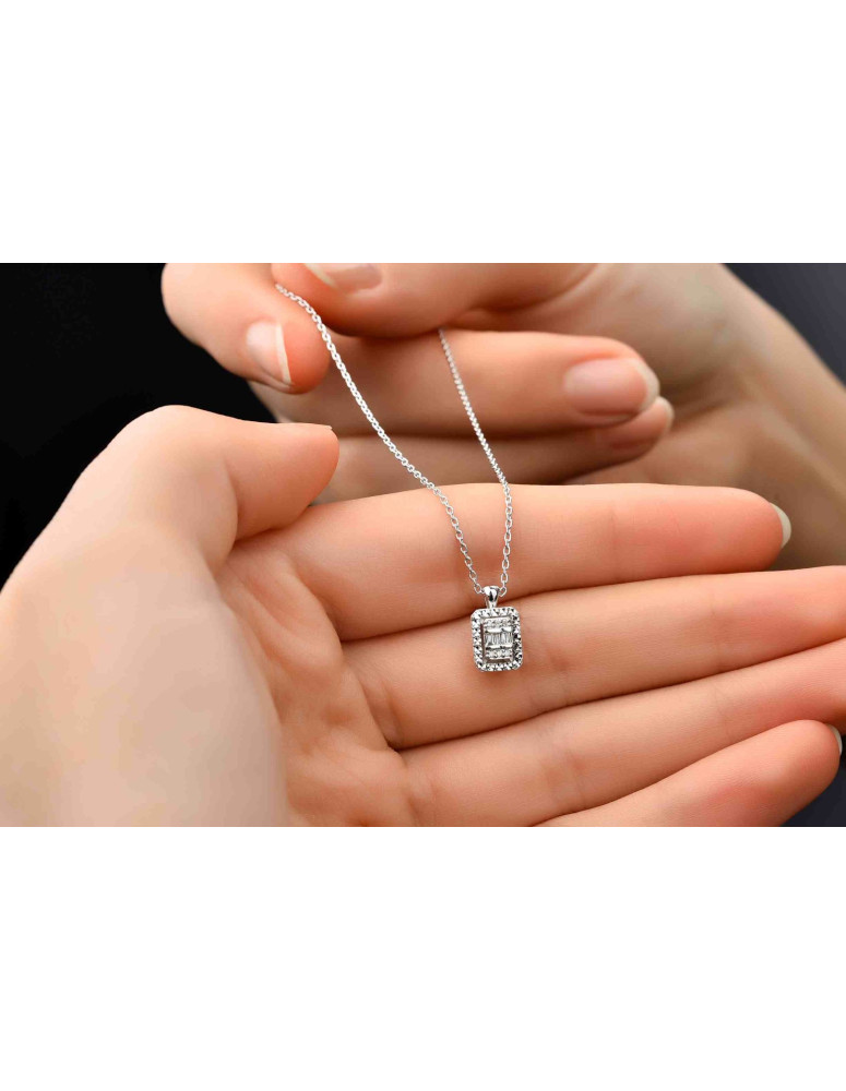 pırlanta baget kolye 0.09 carat 