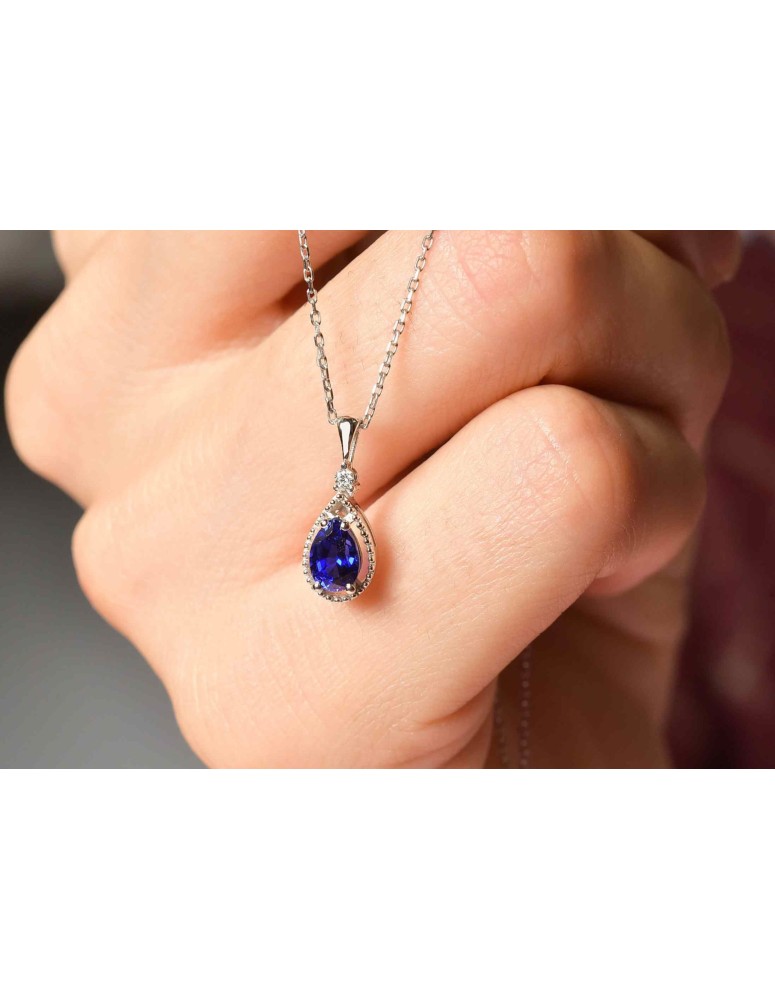 safir kolye  0.73 carat pırlanta