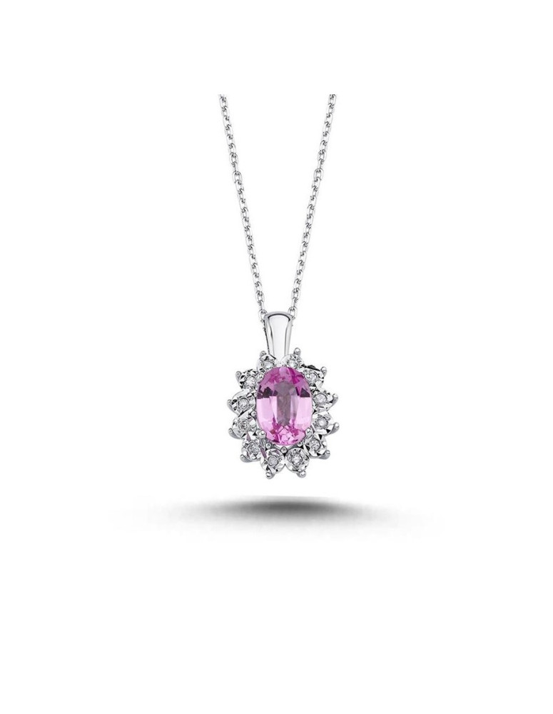 pırlanta Pembe Topaz kolye 1.11 carat 