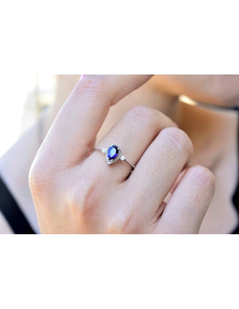 safir pırlanta yüzük 0.28 carat 